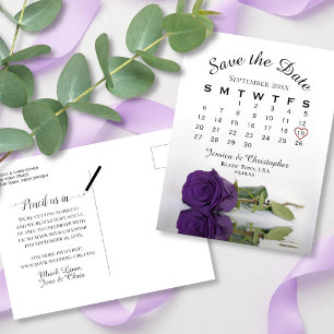 Carte Postale Faire-part Calendrier du Mariage Rose Royal Purple Enregistre