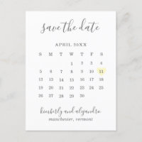 Calendrier simple Pastel Coeur Jaune Enregistrer l