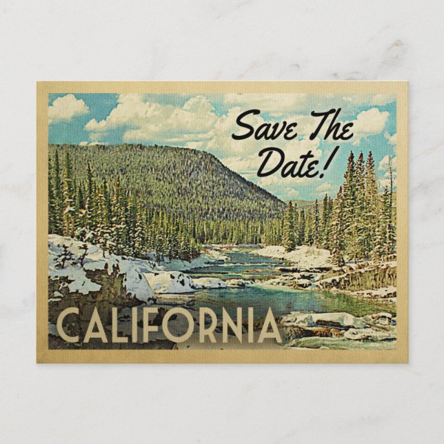Carte Postale Faire-part Californie Sauvegarder La Date Montagnes Rivière N (Devant)