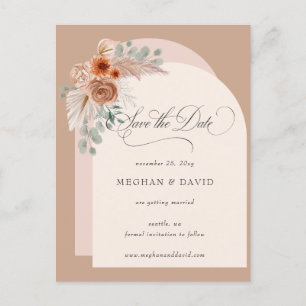 Carte Postale Faire-part Calligraphie Boho Terracotta Pampas Enregistrer la