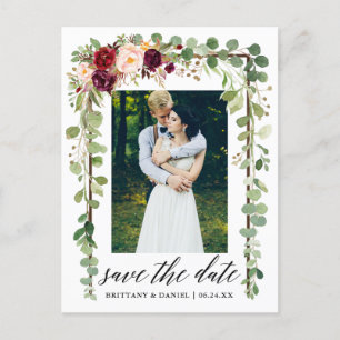 Carte Postale Faire-part Calligraphie Botanique Floral Enregistrer La Date 