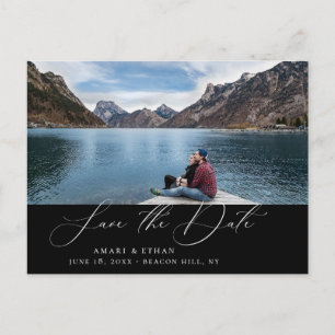 Carte Postale Faire-part Calligraphie moderne Boho Photo Enregistrer la dat