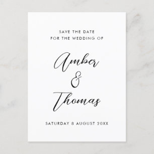 Carte Postale Faire-part Calligraphie moderne simple en noir et blanc S