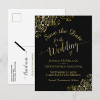 Calligraphie or Mariage Enregistrer la date Noir
