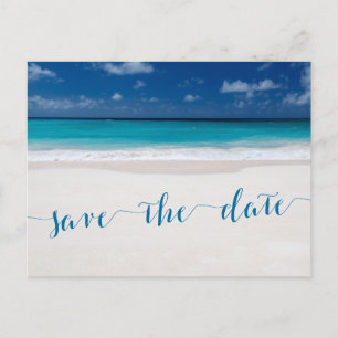 Carte Postale Faire-part Calligraphy Beach Thème Enregistrer Les Dates Cart