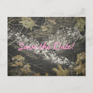 Carte Postale Faire-part Camo rose Enregistrer la date