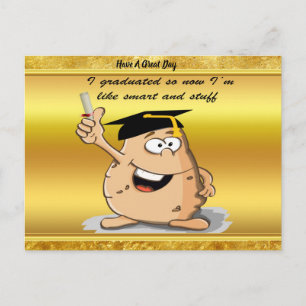 Carte Postale Faire-part Caractère de pomme de terre avec diplôme