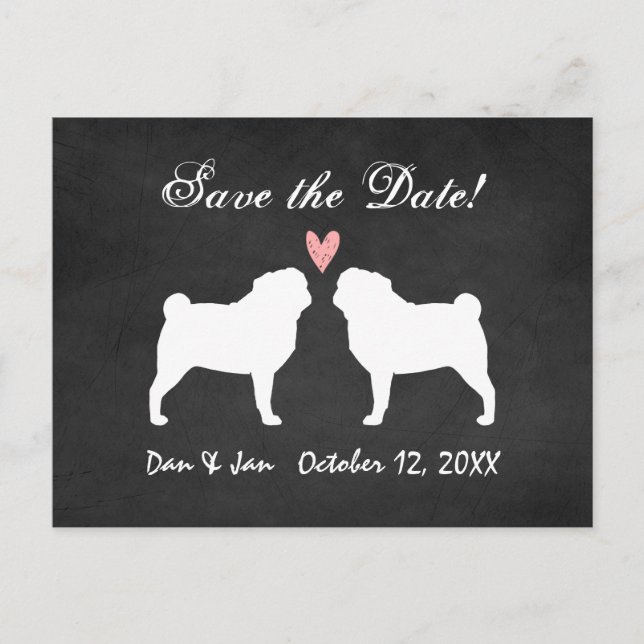 Carte Postale Faire-part Carlins mariage Enregistrer la date (Devant)