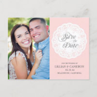 Carton d'invitation à l'avance en dentelle rose bl