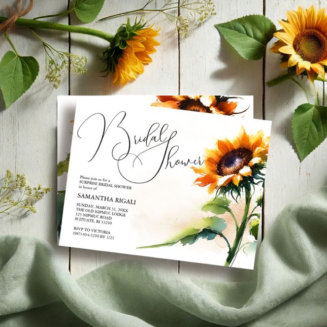 Carte Postale Faire-part Cartons d'invitation de Fête de Fiançailles Tourne (Sunflower bridal shower invitations feature rustic floral design for a fall event.)