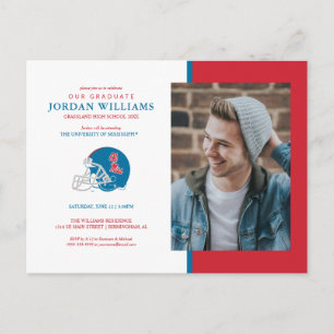 Carte Postale Faire-part Casque de football Ole Miss   Bleu clair