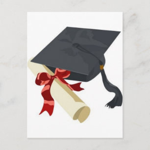 Carte Postale Faire-part Casquette et diplôme d'obtention du diplôme