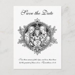 Carte Postale Faire-part Catholique Noir & Blanc Sainte Famille SAUVER LA D