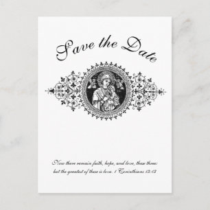 Carte Postale Faire-part Catholique Noir & Blanc Sainte Famille SAUVER LA D
