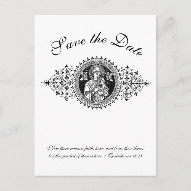 Carte Postale Faire-part Catholique Noir & Blanc Sainte Famille SAUVER LA D (Devant)