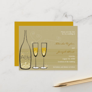 Carte Postale Faire-part Célébration de bulles de champagne Enregistrez la 