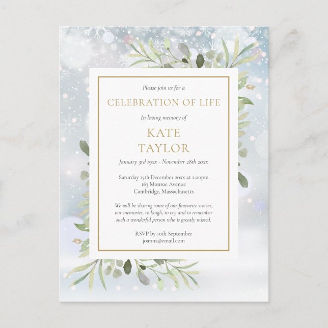 Carte Postale Faire-part Célébration des funérailles de la vie (Devant)