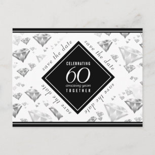 Carte Postale Faire-part Célébration élégante de 60 ans de mariage, noces d