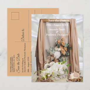 Carte Postale Faire-part Célébrations avec des fleurs blanches autour de so