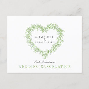 Carte Postale Faire-part Céramique verte à bille du coeur Annulation mariag