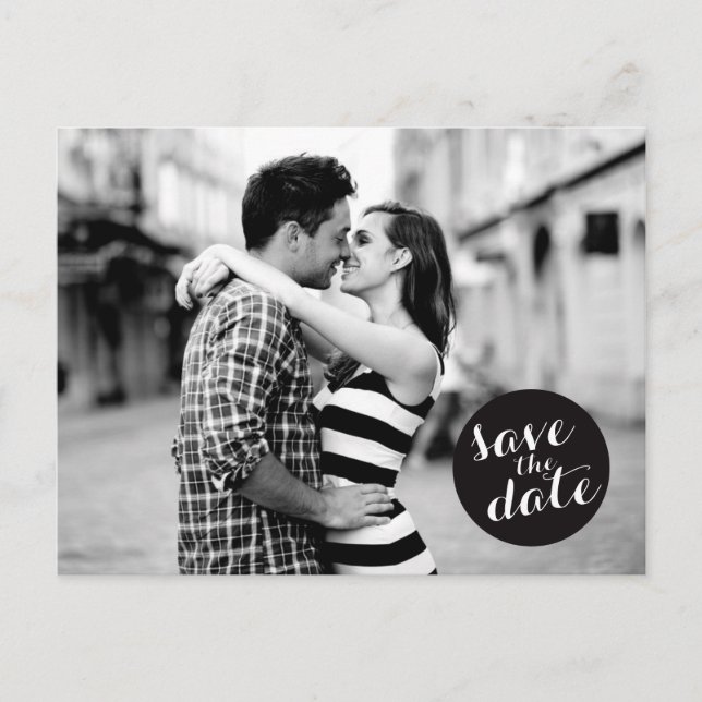 CARTE POSTALE FAIRE-PART CERCLE SOLIDE | ENREGISTRER LA DATE D'ANNONCE (Devant)