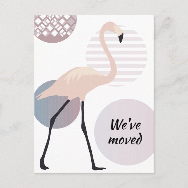 Carte Postale Faire-part Cercles artistiques chic flamant rose nouvelle adr (Devant)