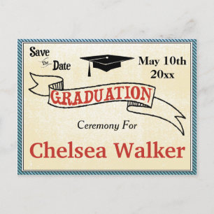 Carte Postale Faire-part Cérémonie De Graduation Ou Fête Enregistrer La Dat