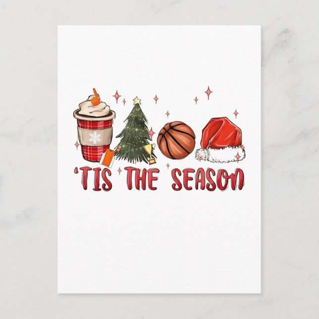 Carte Postale Faire-part C'est la saison Noël Noël Basketball (Devant)