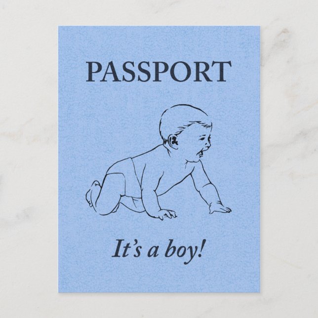 Carte Postale Faire-part c'est une annonce de passeport garçon (Devant)