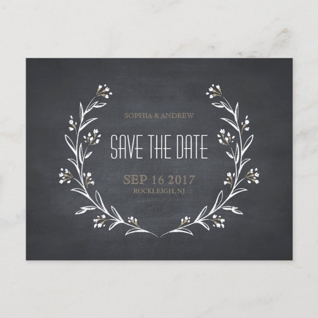 Carte Postale Faire-part Chalet floral mariage rustique enregistrer la date (Devant)
