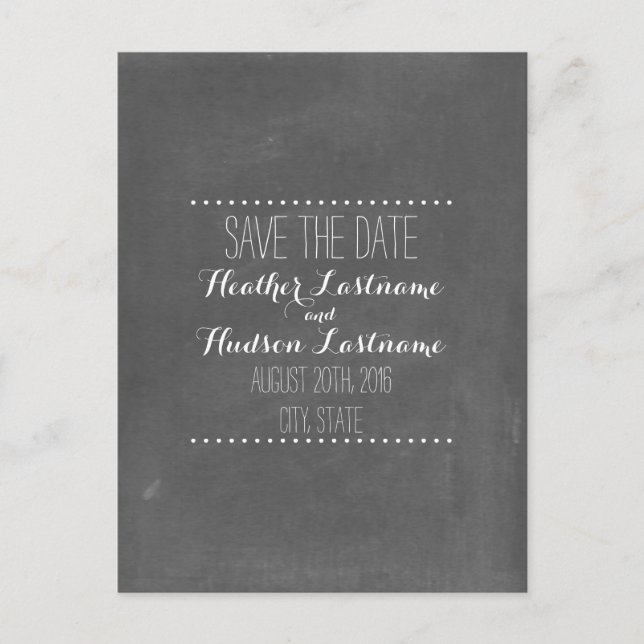 Carte Postale Faire-part Chalkboard Mariage Inspiré Enregistrer La Date (Devant)