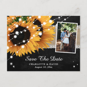 Carte Postale Faire-part Chalkboard Sunflower Enregistrer la date Photo Car