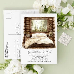 Carte Postale Faire-part Chambre d'amis Rustique A Déménagé Aquarelle Maiso