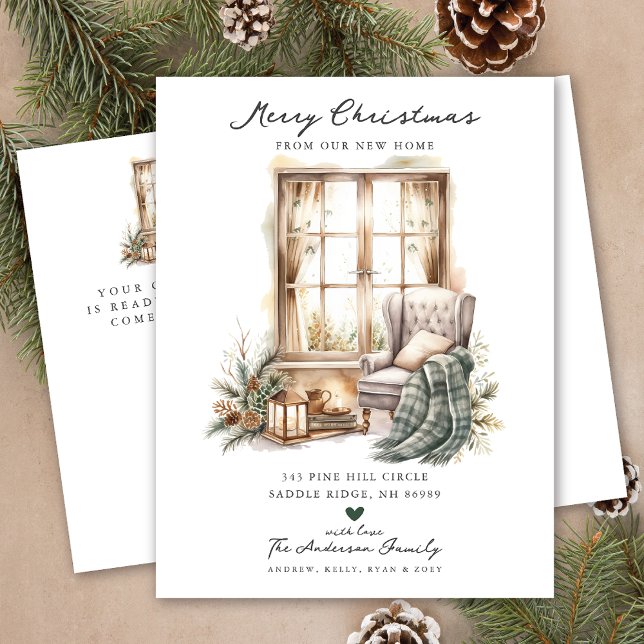 Carte Postale Faire-part Chambre d'hiver confortable de Noël Déménagement (Créateur téléchargé)