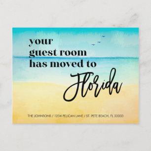 Carte Postale Faire-part Chambre d'hôtes déplacée à Floride Plage Scène Nou
