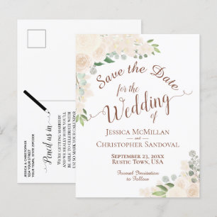Carte Postale Faire-part Champagne Blush Pêcher mariage floral Enregistrer 