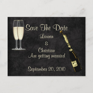 Carte Postale Faire-part Champagne Save The Date (Noir)