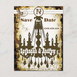 Carte Postale Faire-part Chandelier médiéval Renaissance Sauvez la date