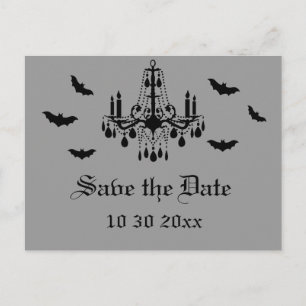 Carte Postale Faire-part Chandelier noir et Damask Enregistrer la date Cart