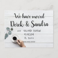 Change of address postcard we have moved coffee