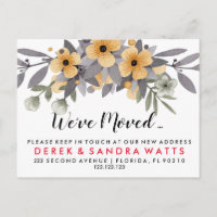 Change of address we've moved grey & yellow floral