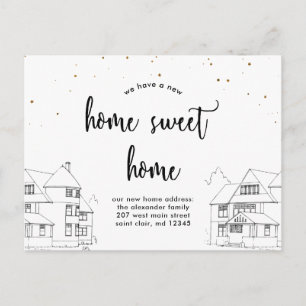 Carte Postale Faire-part Changement d'adresse Accueil Sweet Home avec étoil