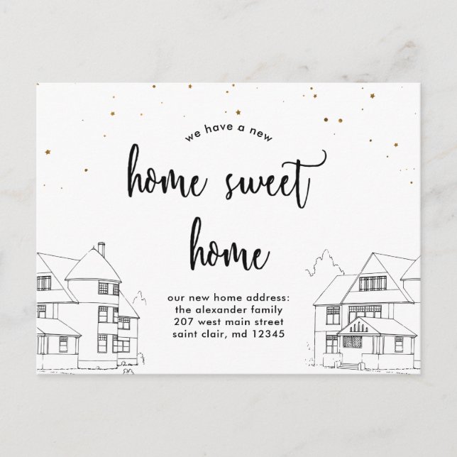 Carte Postale Faire-part Changement d'adresse Accueil Sweet Home avec étoil (Devant)