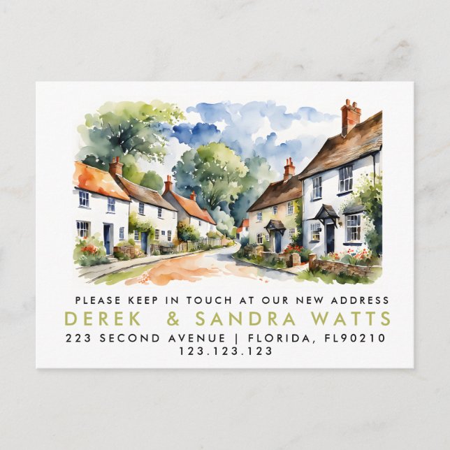 Carte Postale Faire-part changement d'adresse, annonce déplacée village (Devant)