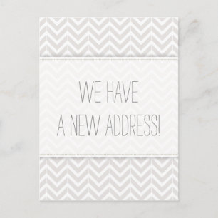 Carte Postale Faire-part Changement d'adresse de Chevron gris et blanc