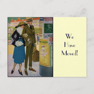 Carte Postale Faire-part Changement d'adresse de couples vintage élégant