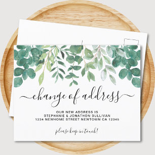 Carte Postale Faire-part Changement d'adresse de la verdure d'eucalyptus