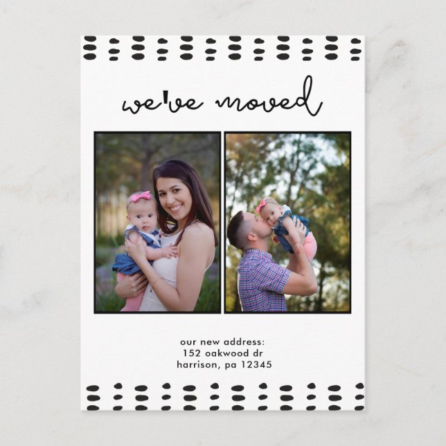 Carte Postale Faire-part Changement d'adresse Double Ajouter une photo noir (Devant)