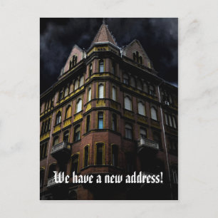 Carte Postale Faire-part Changement d'adresse drôle avec la maison hantée