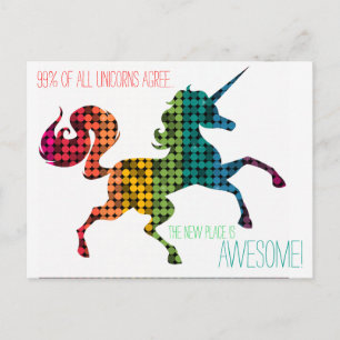 Carte Postale Faire-part Changement d'adresse fait sur commande de licorne